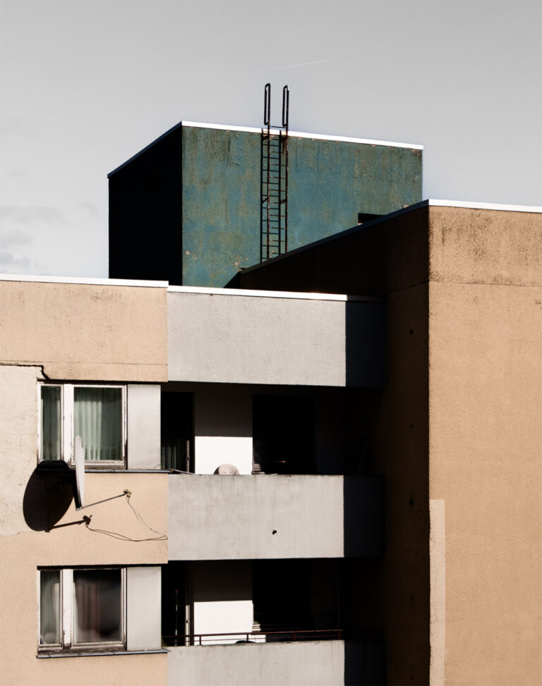 Architectural study, facade divided by a geometric shadow